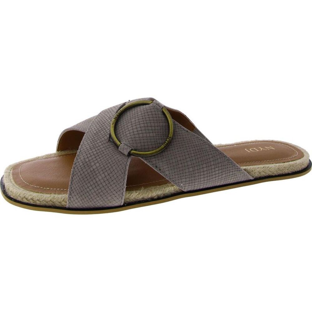 NYDJ Taupe Slide Sandals with Metal Ring Accent